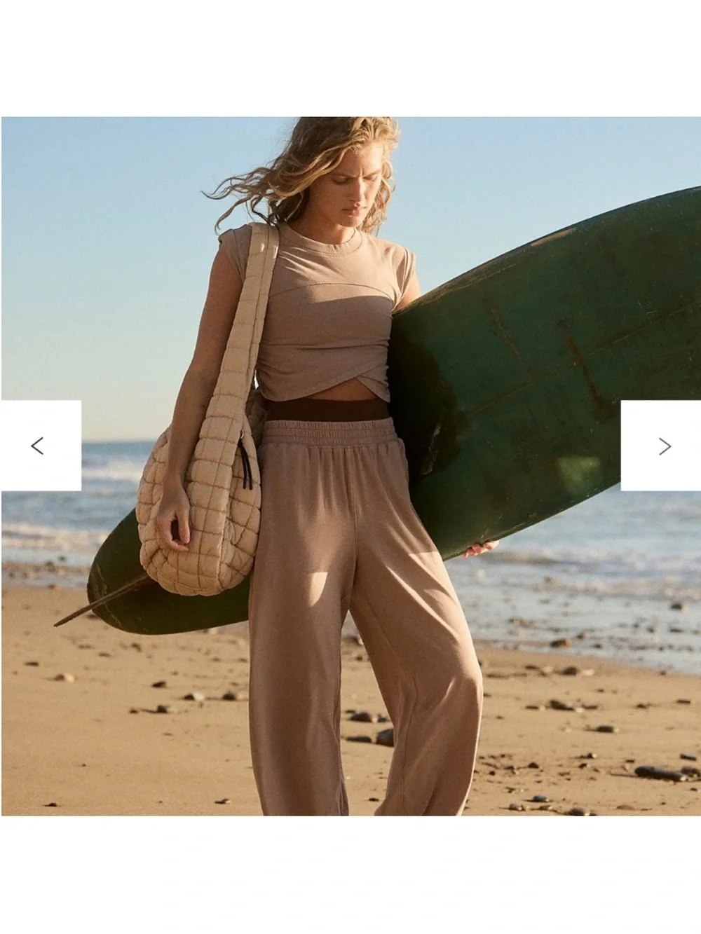Free People Taupe Twist-Front Crop Tee